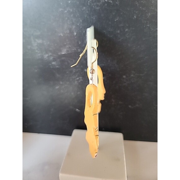 Painted Wooden Dangling Salamander Earrings Vintage Costume Jewelry NOS - Picture 6 of 10